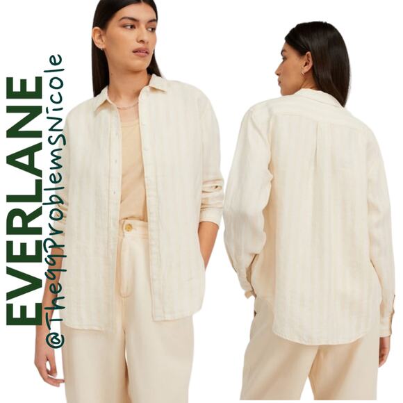 Everlane The Linen Relaxed Shirt in Brazilian Sand Canvas Tan - Picture 1 of 8